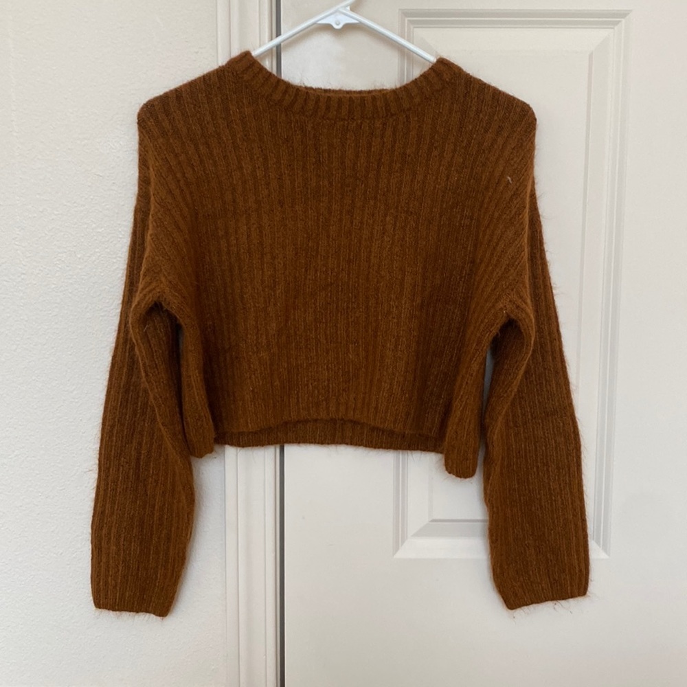 Women’s M Forever 21 Cropped Fall Sweater Burnt Orange